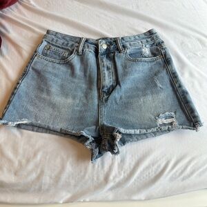 SHEIN Light Blue Distressed Jean Shorts